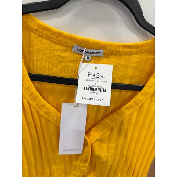 New Cotton Citizen Ribbed Capri Cropped Cardigan Yellow Women's Sz Medium - Picture 4 of 7